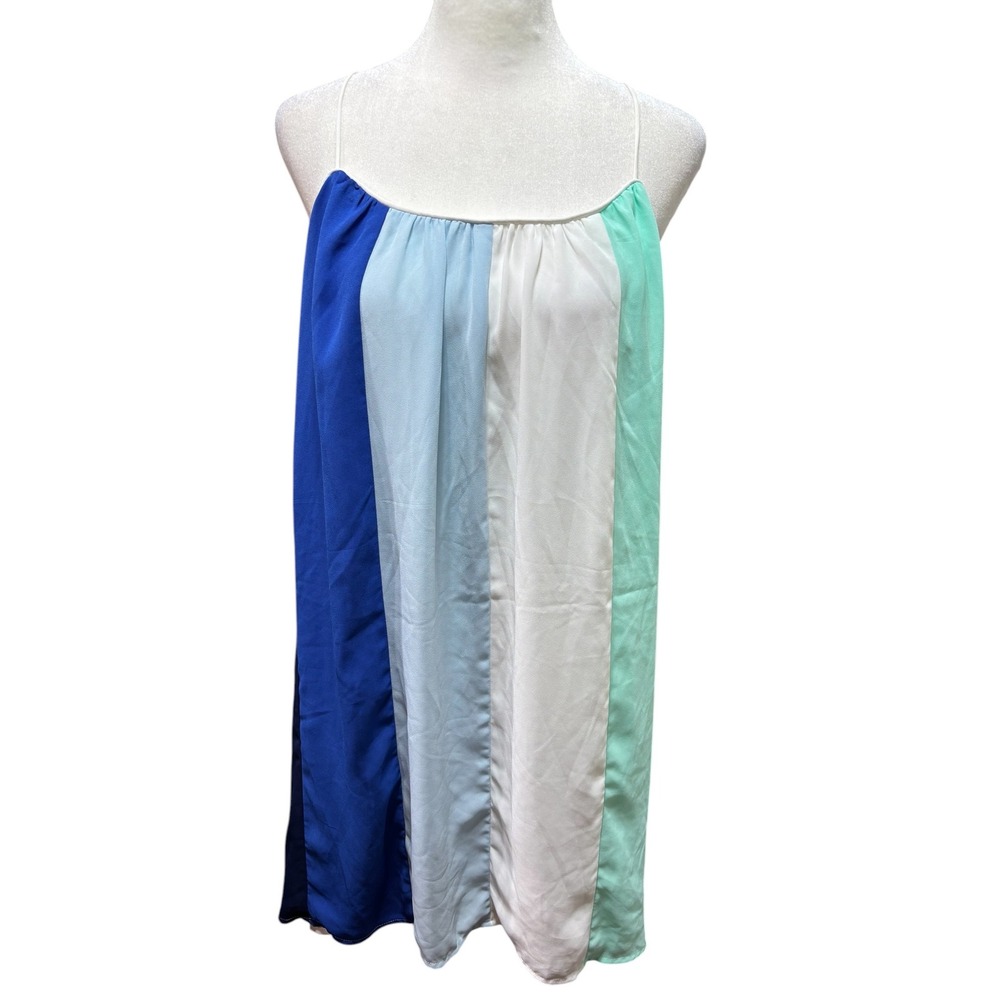Jun & Ivy Francescas Colorblock Mini Dress Blue Mint White Size M #146
